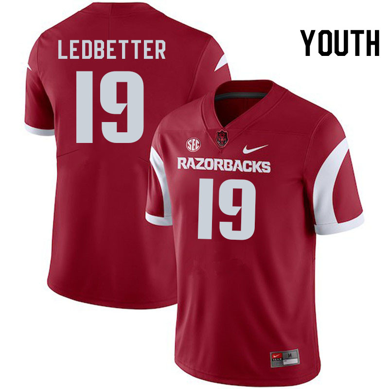 Youth #19 Austin Ledbetter Arkansas Razorbacks College Football Jerseys Stitched-Cardinal